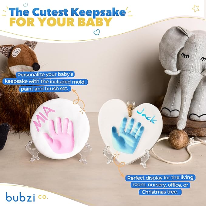 Bubzi Co Baby Keepsake Ornament - Baby Hand and Footprint Kit - Newborn Keepsake Ornament for Personalized Baby Gifts & Nursery Decor, Baby Handprint Kit for Girls & Boys-CubbioJoy