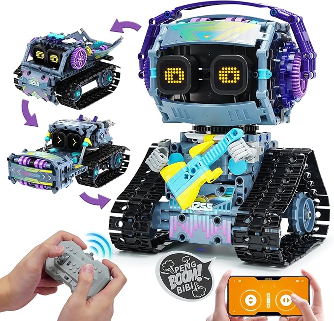 3 in 1 STEM Robotics Toy Building Blocks Set, Programmable APP Remote Control Robot/Car Robot Coding Kit, STEM Project Education Birthday Gift for Boys and Girls Ages 8-12 (433 Pieces)-CubbioJoy