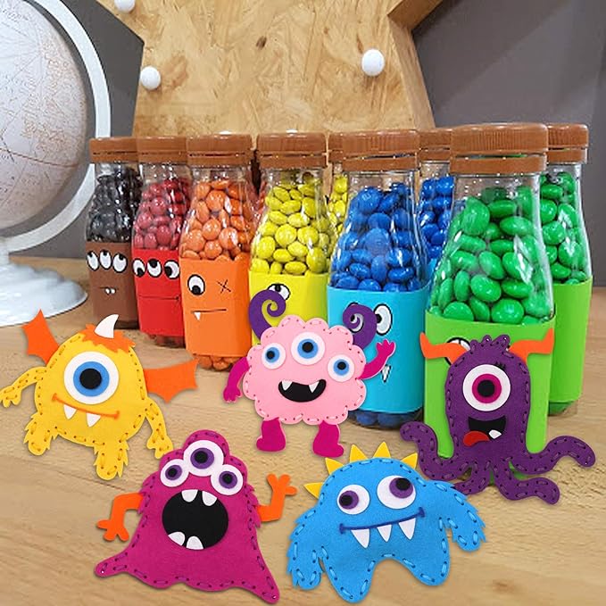 CiyvoLyeen Little Monsters Sewing Craft Kit for Children Adopt A Monster Felt Plush DIY Sewing Art Kids Educational Toys Monster Bash Craft Gift for Beginners Set of 8-CubbioJoy