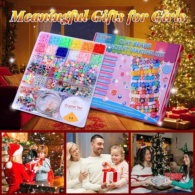 AIPRIDY 3600 Pcs Girls Toys Bracelet Making Kit, Unicorn/Mermaid Jewelry Activity, Flat College Style Beading for Friendship Jewelry Making, DIY Crafts for 4-12 Girls Birthday Christmas Gifts(Aqua)-CubbioJoy