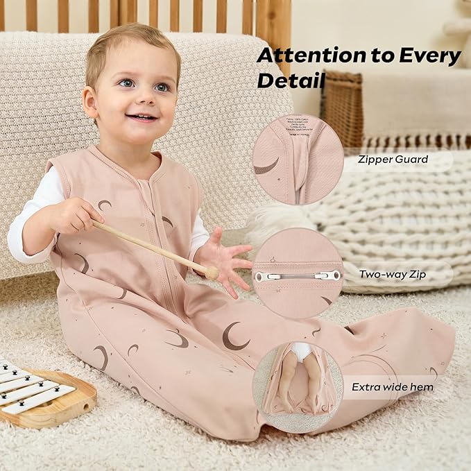 JELLYMONI Baby Sleep Sack 0-6 Months, 100% Cotton 3 Pack 0.5 TOG Baby Wearable Blanket Infant Sleep Sack with 2-Way Zipper Newborn Sleep Sacks-CubbioJoy