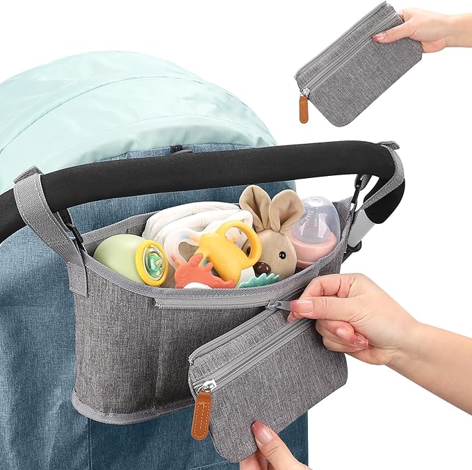 Accmor Universal Stroller Organizer with Detachable Phone Bag, Stroller Bag Caddy Organizer Stroller Accessories for Uppababy, Baby Jogger, Nuna, Doona, Britax Strollers-CubbioJoy