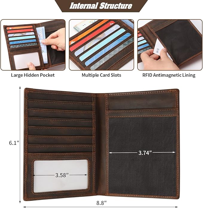 Jack&Chris Leather Passport Holder RFID Blocking Passport Travel Wallet Cover Case for Men Women Brown JC17-CubbioJoy