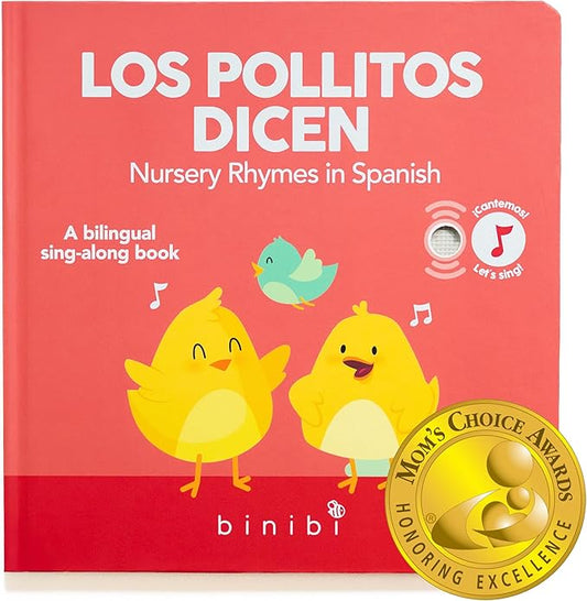 Binibi Spanish Musical Book for Babies & Toddlers 1-3 Los Pollitos Dicen & Other Nursery Rhymes | Spanish Learning for Kids | Bilingual Children's Book | Sound Book | Libro en español para bebés-CubbioJoy