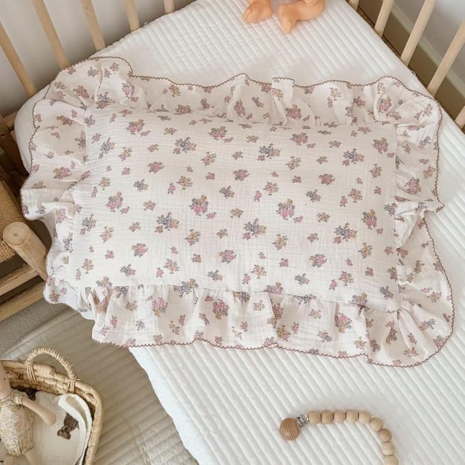 BuLuTu Tuberose Floral Themed Pillow Covers Standard Size for Kids Toddler/Twin Bed, Soft Breathable Children Pillowcases for Daycare & Travel, Enveloped, 20"x26", Machine Washable-CubbioJoy