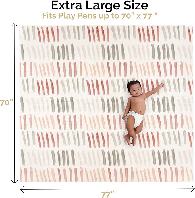 JumpOff Jo - Extra Large Waterproof Foam Padded Play Mat for Infants, Babies, Toddlers, Play Pens & Tummy Time, Foldable Activity Mat, 77 x 70 x 0.6 inches-CubbioJoy