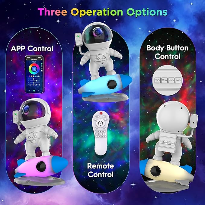 Astronaut Galaxy Projector for Bedroom, Star Projector Galaxy Light with App & Remote Control, White Noises, Bluetooth Speaker, Rocket Night Light for Kids, Ceiling, Gifts, Room Decor-CubbioJoy