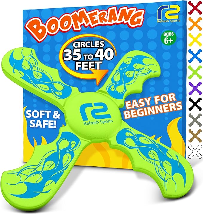 Boomerangs for Kids: Best Soft Flying Beach Toys for Kids - Cool Birthday Gifts for Boys & Girls - Sports Beach Games & Pool Toys - Outdoor Games & Fun for Boys Ages 8-12 & 4 5 6 7 8 9 10 11 12 13 14-CubbioJoy
