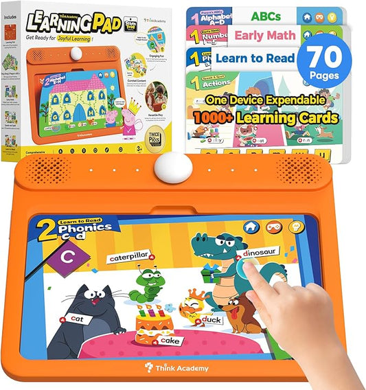 Interactive Electronic Learning Pad - Learn-to-Read System with 70 Sound Pages, Card-Insert for Alphabet, Words, Numbers, Music, Learning Activities for Kids 3-5 Years Old-CubbioJoy