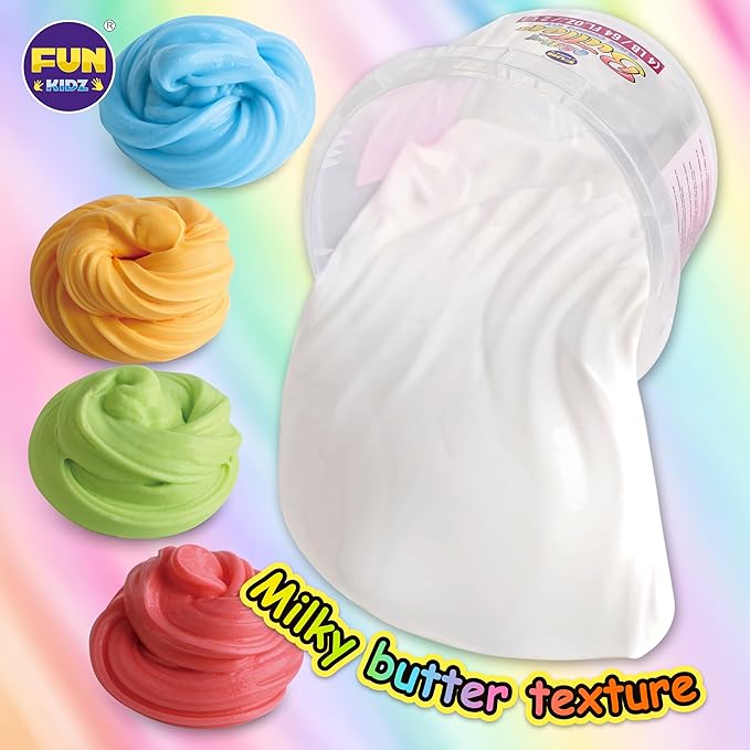 4 LB Milky Butter Slime Bucket Gift for Girls, FunKidz 64 FL OZ Huge Soft White Premade Scented Slime Kit Toy with 29 Variety Add-Ins Perfect Birthday Present for Kids Age 6+-CubbioJoy