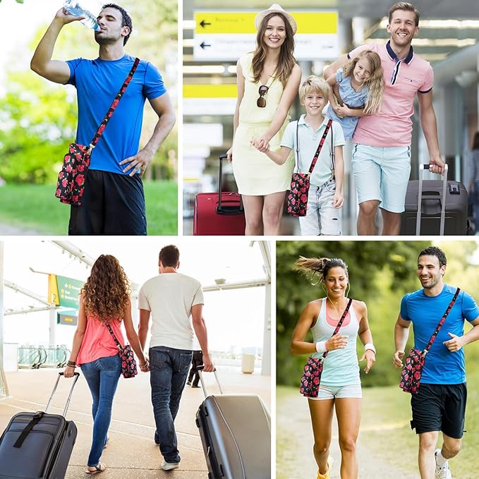 Betsey Johnson Insulated Water Bottle Pouch Holder Carrier Crossbag with Adjustable Shoulder Strap - Lightweight Polyester Accessories with Pockets Good for Hiking Sports-CubbioJoy