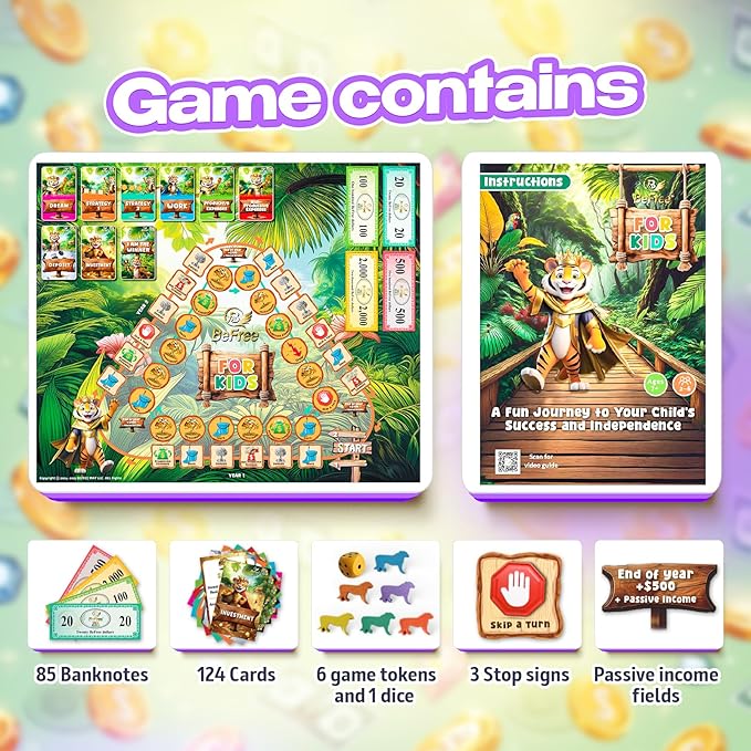 BeFree for KIDS – Fun Money & Financial Literacy Board Game | Teach Kids Smart Money Skills, Investing & Saving | Educational Strategy Game for Ages 7+ | Great for Family Game Night & Cash Flow Learn!-CubbioJoy