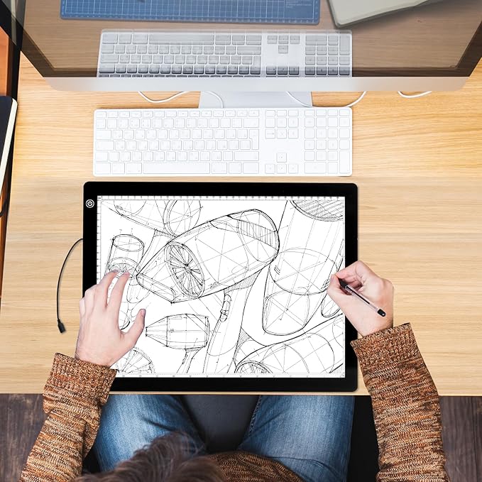 A3 LED Light Pad with Adjustable Stand,16.6 * 12.6 Inches,3 Levels of Brightness and Stepless Dimming Light Board 8000LUX, Uniform Illuminated Light Box for Tracing Weeding Vinyl and Diamond Painting-CubbioJoy