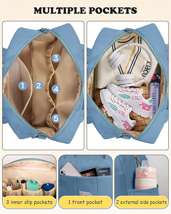 Birthday Present-Initial Duffle Bag, Yoga Bags for Women，Overnight Bag with Wet Pocket，Lightweight Work Bags Personalized Gym Tote with Makeup Pouch-CubbioJoy