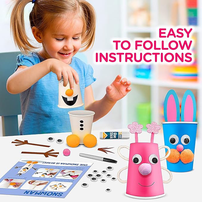 Arts and Crafts Kit for Kids Ages 3, 4, 5, 6 – Create 8 Cute Animal Projects – Gift Set for Girls & Boys-CubbioJoy