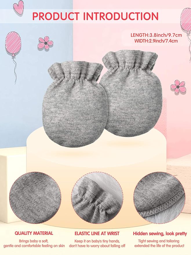 24 Pairs Newborn Baby Mittens Unisex Cute Glove No Scratch Baby Mittens Gloves for 0-6 Months Boys Girls-CubbioJoy