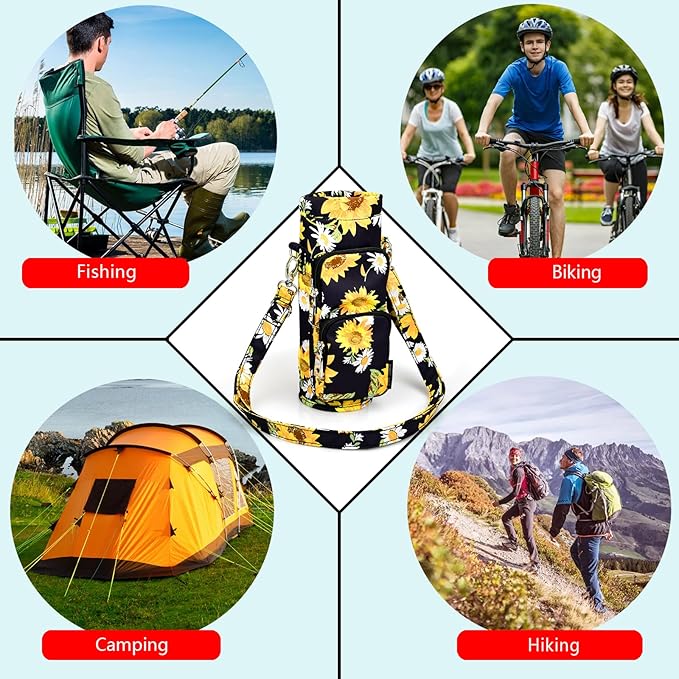 Betsey Johnson Insulated Water Bottle Pouch Holder Carrier Crossbag with Adjustable Shoulder Strap - Lightweight Polyester Accessories with Pockets Good for Hiking Sports-CubbioJoy