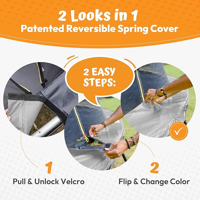 JUMPZYLLA Trampoline Outdoor 8FT 10FT 12FT 14FT 15FT 16FT with Enclosure and Ladder, ASTM Approved Recreational Trampoline for Kids and Adults, Anti-Rust Coated Frame-CubbioJoy