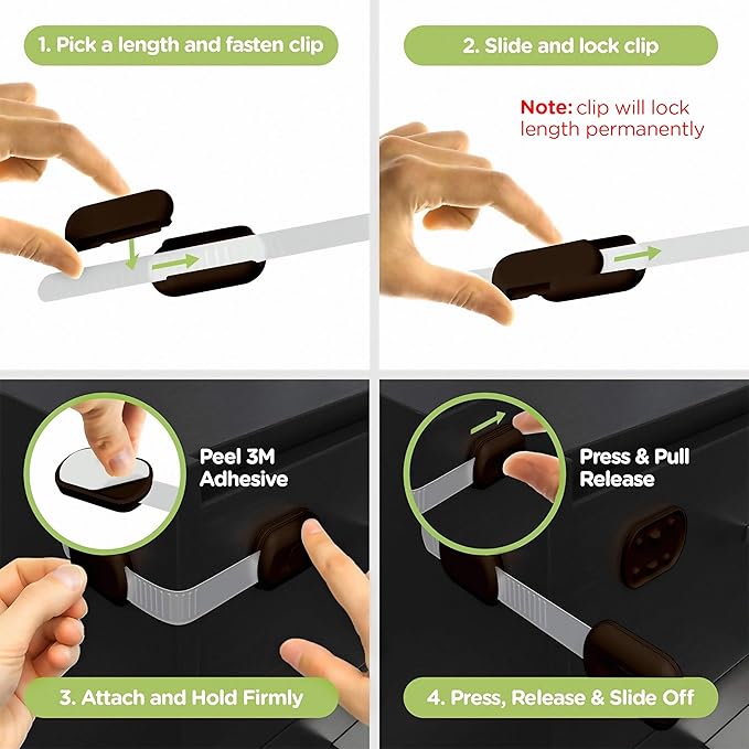 Baby Proofing Child Safety Locks (12 Pack) by Skyla Homes - The Safest, Quickest and Easiest 3M Adhesive Cabinet Latches, No Screws & Magnets, Multi-Purpose for Furniture, Kitchen, Ovens, Toilet Seats-CubbioJoy