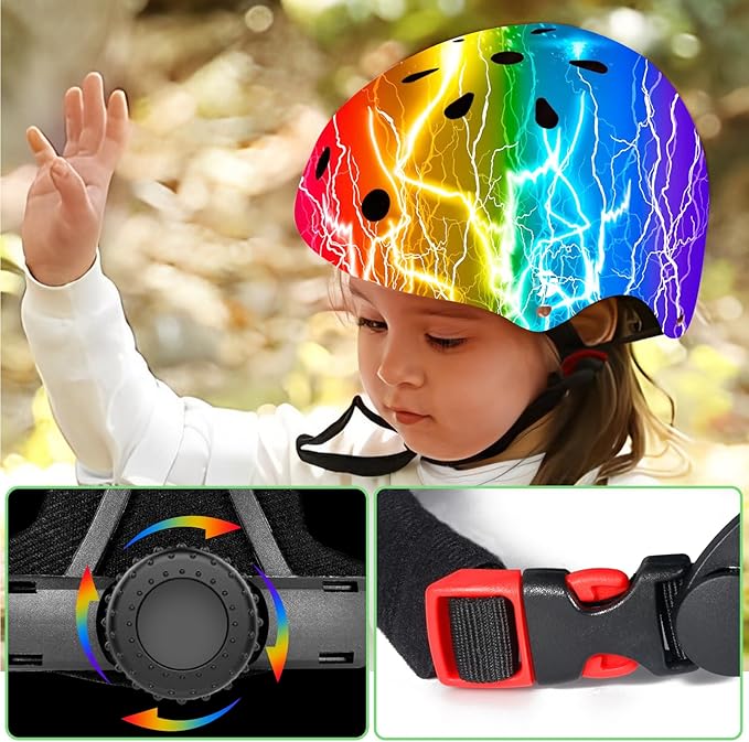 Adjustable Color Gradient Skateboard Helmet for 3-5-8-14+Ages【Toddler Kids Youth Adult】 Girls Boys Woman.Bike Helmet for Multi-Sports Cycling Bicycle Scooter Inline Roller Skate Rollerblading-CubbioJoy