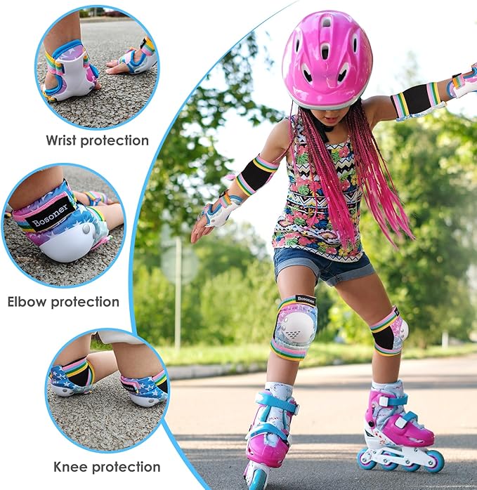 BOSONER Kids/Youth Knee Pad Elbow Pads for Roller Skates Cycling BMX Bike Skateboard Inline Rollerblading, Skating Skatings Scooter Riding Sports-CubbioJoy