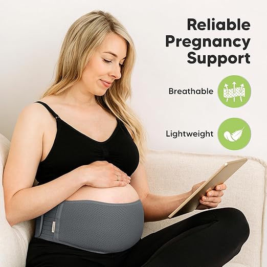 KeaBabies Maternity Belly Bands for Pregnant Women - Soft & Breathable Pregnancy Belly Support Band, Adjustable Maternity Belt for Back, Pelvic Support, Comfortable, Easy to Use (Mystic Gray, M/L)-CubbioJoy