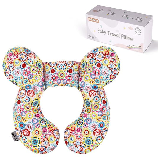 KAKIBLIN Baby Neck Pillow, Upgraded Baby Support Pillow,Baby Neck Support Pillow for Carseat, Newborn Neck Support for Car Seat,Pushchair,Travel (Flower)-CubbioJoy