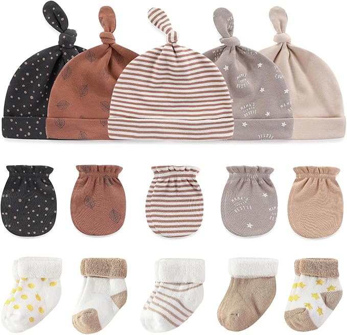 Baby Hats Mittens and Socks Set Cotton Newborn Hat Beanie Soft Infant Girls Boys Caps Gloves 0-6 month-CubbioJoy