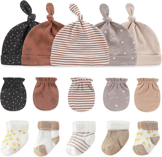 Baby Hats Mittens and Socks Set Cotton Newborn Hat Beanie Soft Infant Girls Boys Caps Gloves 0-6 month-CubbioJoy