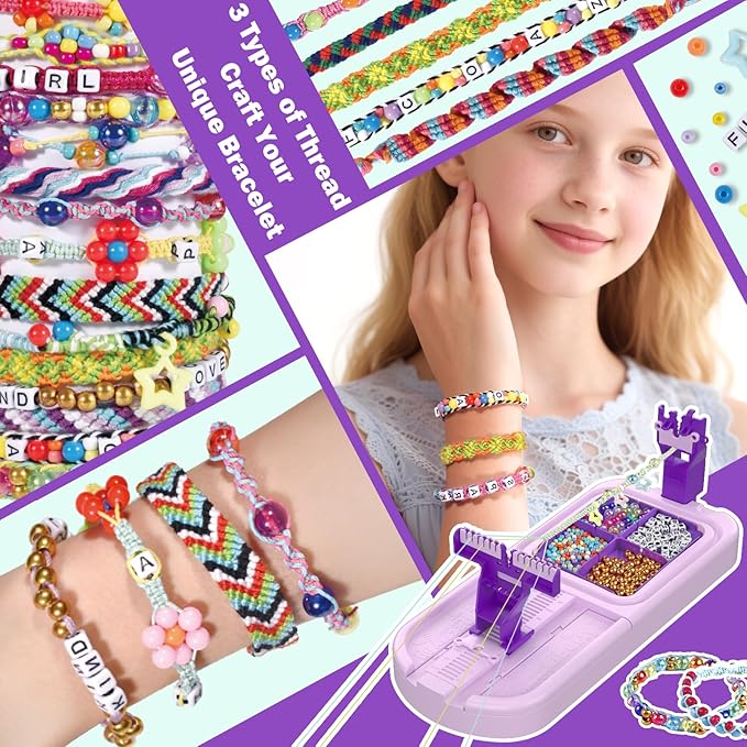 Arts and Crafts for Kids Ages 8-12,Friendship Bracelet Making Kit for Girl,DIY Arts and Crafts Maker for Kids,Jewelry Making Kit Christmas Gifts for Ages 6 7 8 9 10 11 12 Year Old (Purple)-CubbioJoy