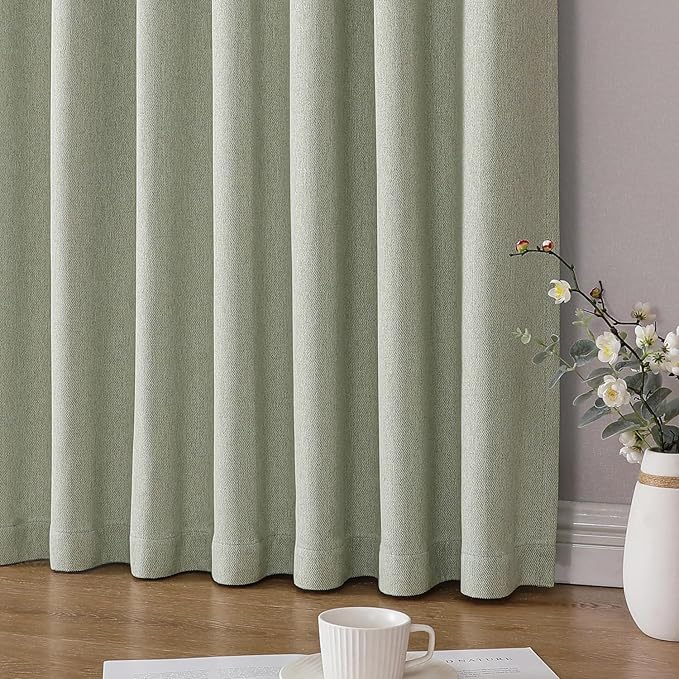 Joydeco Custom Blackout Curtains for Bedroom, Total Blackout Curtains Back Tab & Rod Pocket, Solid Thermal Insulated Window Drapes Luxury Decor for Living Room 1 Panel (Custom Size, Sage Green)-CubbioJoy