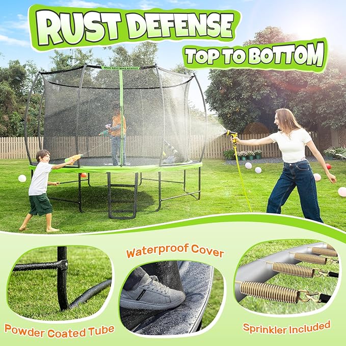 BCAN 8FT 10FT 12FT 14FT 15FT 16FT Recreational Trampoline with Enclosure for Kids Adults, ASTM Approved, Outdoor Trampolines with Ladder for Kids-CubbioJoy