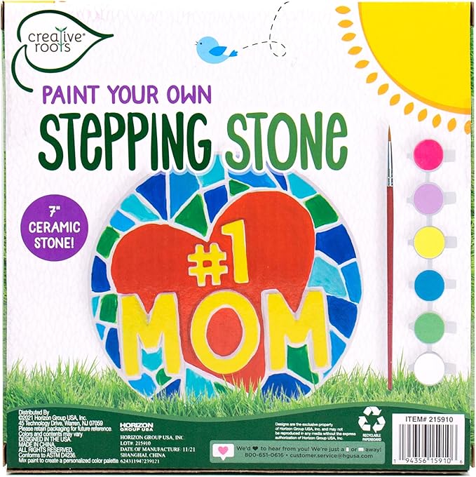 Creative Roots Paint Your Own #1 MOM Stepping Stone, Craft Kits for Kids, Ceramics to Paint, Ages 6+-CubbioJoy