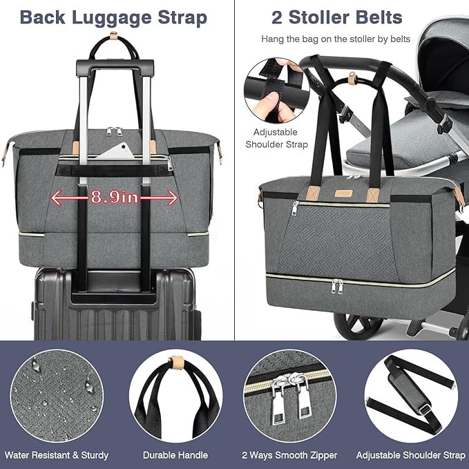 ITIEZY Diaper Bag Tote for Baby - Large Mommy Bag with Portable Changing Pad Pacifier Case, Hospital Bags Travel Baby Bag-CubbioJoy