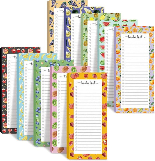 Censen 10 Pack 500 Sheets To Do List Notes Daily Checklist Notepads with 50 Sheets Each Undated Color Memo Pad Block Shopping List Pad Weekly Plan Notepad Organizer Planners(Fruit Color,Lined)-CubbioJoy