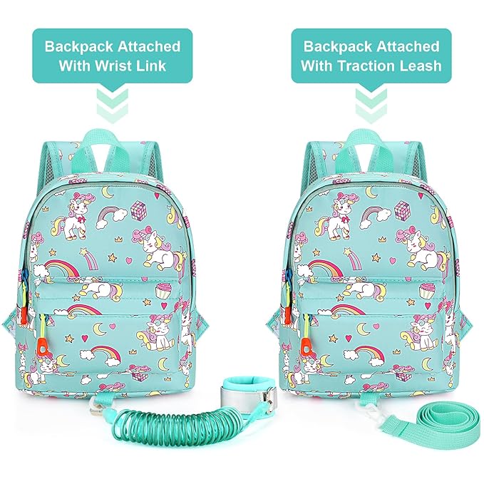 Accmor Toddler Backpack Leash, Cute Baby Backpacks with Anti Lost Wrist Link, Mini Kids Backpack Harness Leash for Outdoor Travel, Adorable Unicorn Backpack Tether Walking Harness for Girls 1-3-CubbioJoy