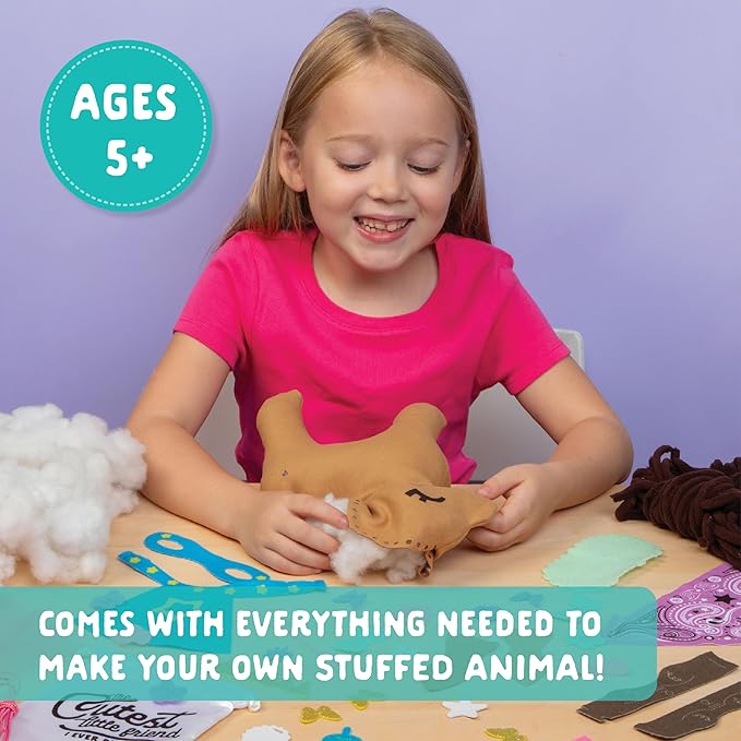 Craft-tastic - Make a Friend Pony - Mini Sewing Kit, Arts and Crafts, Kids Crafts, Art Supplies, Craft Kit Makes 1 Easy-to-Sew Stuffie with Clothes & Accessories, Bonus Travel Tote Included Ages 5+-CubbioJoy