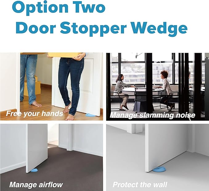 Door Pinch Guard and Door Slam Stopper, Durable Silicone Door Finger Pinch Guard, Prevents Finger Pinch Injuries, Slamming Doors, Door Safety for Kids, 4 Packs Blue Upgraded.-CubbioJoy