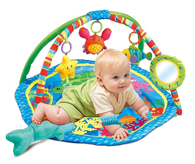 Baby Activity Play Gym Mats Ocean Park with Arches, Activity Toys, Animals Toys (L30 x W30 Inch)-CubbioJoy