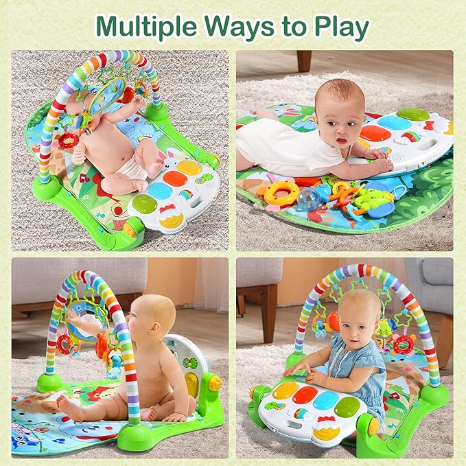 CUTE STONE Baby Gym Play Mat, Play Piano Gym with Tummy Time Activity Mat, Musical Activity Center for Infants Toddlers-CubbioJoy
