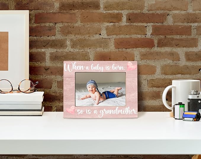 Baby Picture Frame, Ultrasound Picture Frames, When a Baby is Born So is a Grandmother, New Grandmother Gifts First Time 2025, Photo Frame 4x6(pink)-CubbioJoy