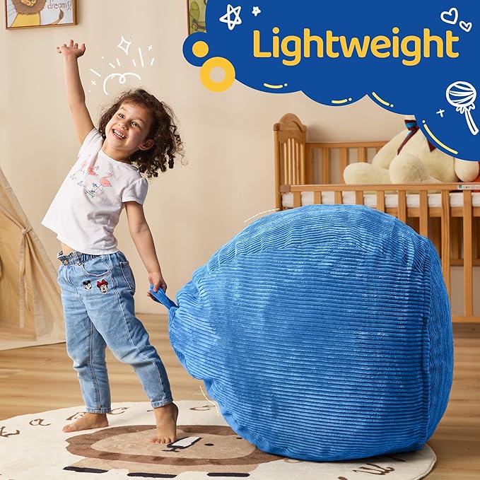 Bean Bag Chairs Teardrop Bean Bag Chair Beanbag Chair with Memory Foam Filled Machine Washable Cover for Living Room, Bedroom (Small,Blue)-CubbioJoy