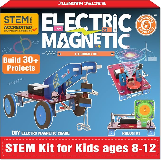 Butterfly EduFields 30in1 STEM Kits for Kids Age 8-10-12 | STEM Toys for Ages 8-13 | Electricity & Magnetism | Science Project Kit for Boys & Girls Aged 8-10-12-14 | Best Educational Birthday Gift-CubbioJoy