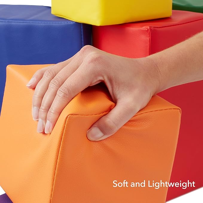Casafield Large Toddler Foam Building Blocks (7-Piece Set), Soft Play Kids Stacking Cubes, Assorted Colors and Sizes for Daycare, Nursery, Preschool-CubbioJoy
