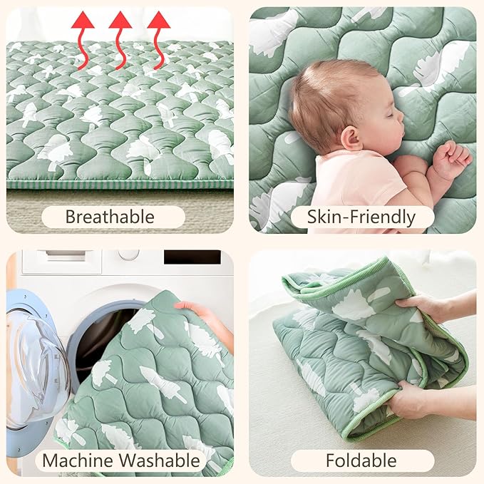 Baby Play Mats for Floor, 71”x59” Upgraded Thickness & Larger Super Soft Playmat for Babies and Toddlers, Foldable Washable, Upgrade Anti-Slip Crawling Mat for Playpen(Trees)-CubbioJoy
