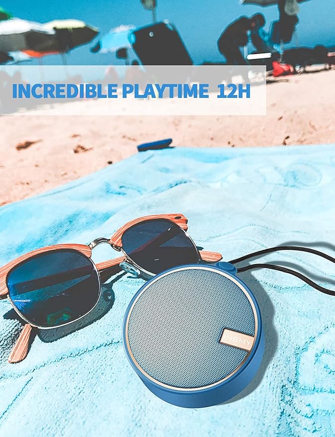 INSMY C12 IPX7 Waterproof Shower Bluetooth Speaker, Portable Small Speaker, Speakers Bluetooth Wireless Loud Clear Sound Support TF CSuard ction Cup for Outdoor Kayak Canoe Beach Gift (Navy)-CubbioJoy