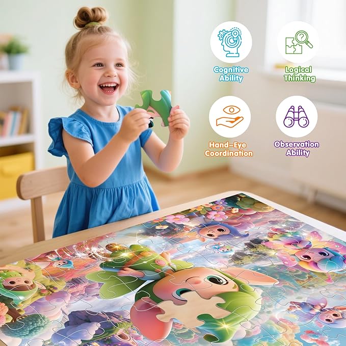 Jumbo Floor Puzzle for Kids,48 Piece Fairy Large Jigsaw Puzzles for Toddler Ages 3-5,Preschool Educational Toy Gift for Boys & Girls Ages 4-8-CubbioJoy