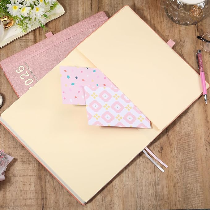 2026 Planner - JAN 2026 - DEC 2026, Planners 2026, Planner Weekly and Monthly, Leather Cover Calendar Planers with Thick Paper, Back Pocket with Notes Pages, Pink (8.5" x 11")-CubbioJoy