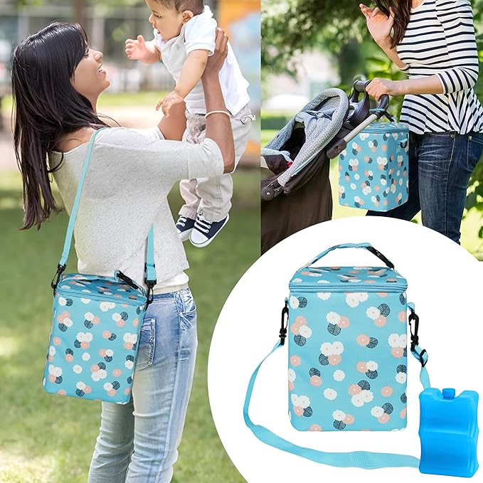Breast Milk Cooler Bag with Ice Pack - Fits 4 Bottles Up to 9 Oz - Insulated Bag for Nursing Moms, Daycare, Travel-CubbioJoy