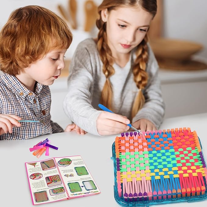 IQKidz Weaving Loom Kit Toys, DIY Arts and Crafts for Kids and Adults, Ideal Gifts for Girls Ages 5 6 7 8-12 13, Easy Potholder Loom Knitting Activity for Beginners, 224 Craft Loops-CubbioJoy